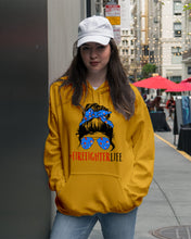 Load image into Gallery viewer, Firefighter Make You Life Safe Lady With Blue Ribbonhead Gift For Women Hoodie
