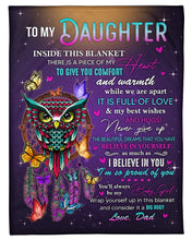 Load image into Gallery viewer, Owl Dreamcatcher Dad Gift For Daughter Believe In Yourself Fleece Blanket
