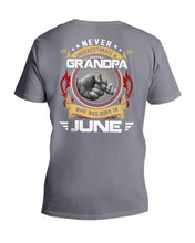 Load image into Gallery viewer, Never Underestimate   A June  Grandpa Trending For Birthday Gift Guys V-Neck
