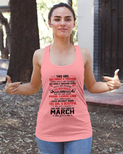 Load image into Gallery viewer, This Girl Has Fought A Thousand This Girl Was Born In March Ladies Flowy Tank
