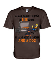 Load image into Gallery viewer, A Man Loves Beer And Dachshund Gift For Dog Lovers Guys V-Neck
