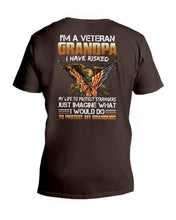 Load image into Gallery viewer, A Veteran Grandpa I Have Risked  Special Custom Design Guys V-Neck
