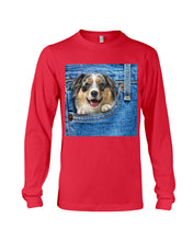 Load image into Gallery viewer, Australian Shepherd In Denim Pocket Gift For Dog Lovers Unisex Long Sleeve
