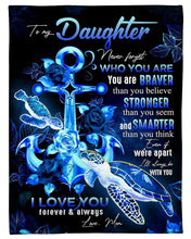 Load image into Gallery viewer, Mom Gift For Daughter With Turtle And Rose Love You Always Fleece Blanket
