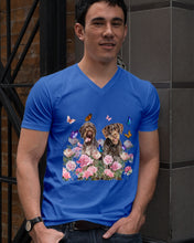Load image into Gallery viewer, German Wirehaired Pointer With Peonies Gift For Dog Lovers Guys V-Neck
