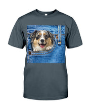Load image into Gallery viewer, Australian Shepherd In Denim Pocket Gift For Dog Lovers Guys Tee
