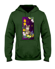 Load image into Gallery viewer, Flowers Under Butterfly Purple With Cat Gift For Cat Lovers Hoodie

