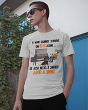 Load image into Gallery viewer, A Man Loves Beer And Dachshund Gift For Dog Lovers Guys Tee
