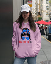Load image into Gallery viewer, Firefighter Make You Life Safe Lady With Blue Ribbonhead Gift For Women Hoodie
