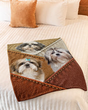 Load image into Gallery viewer, Three Cute Shih Tzu In Bag Gift For Dog Lovers Fleece Blanket
