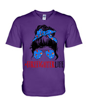 Load image into Gallery viewer, Firefighter Make You Life Safe Lady With Blue Ribbonhead Gift For Women Guys V-Neck
