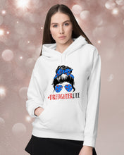 Load image into Gallery viewer, Firefighter Make You Life Safe Lady With Blue Ribbonhead Gift For Women Hoodie
