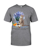 Load image into Gallery viewer, Cat With Coffee Is The Satisfaction Gift For Cat Lovers Guys Tee
