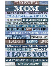 Load image into Gallery viewer, Daughter Gift For Mom With Meaningful Words To Smile More Worry Less Vertical Poster
