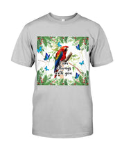 Load image into Gallery viewer, Scarlet Macaw With Butterflies I Am Always With You Gift For Lover Guys Tee
