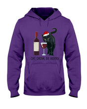Load image into Gallery viewer, Cat Drink And Be Merry Meaningful Gift For Women Hoodie
