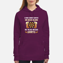 Load image into Gallery viewer, A Man Cannot Survive On Beer Alone He Also Needs Darts Trending Hoodie
