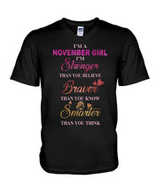 Load image into Gallery viewer, Birthday Gift For November Girl I'm Smarter Than You Think Guys V-Neck
