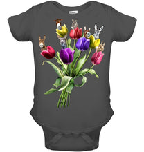 Load image into Gallery viewer, Vintage Funny Donkey With Tulip Trending For Donkey Lovers Baby Onesie
