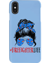 Load image into Gallery viewer, Firefighter Make You Life Safe Lady With Blue Ribbonhead Gift For Women Phone case
