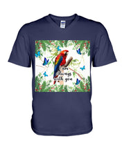 Load image into Gallery viewer, Scarlet Macaw With Butterflies I Am Always With You Gift For Lover Guys V-Neck
