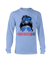 Load image into Gallery viewer, Firefighter Make You Life Safe Lady With Blue Ribbonhead Gift For Women Unisex Long Sleeve
