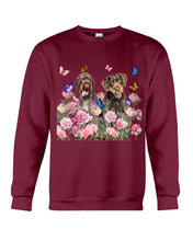 Load image into Gallery viewer, German Wirehaired Pointer With Peonies Gift For Dog Lovers Sweatshirt
