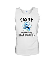 Load image into Gallery viewer, Easily Distracted By Dogs And Dragonflies Gift For Dog Lovers Unisex Tank Top
