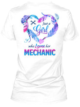Load image into Gallery viewer, Vintage Funny Just A Girl Who Loves Her Mechanic Ladies Tee
