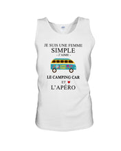 Load image into Gallery viewer, Je Suis Une Femme Simple J'aime Le Camping Car Et L'apero Unisex Tank Top
