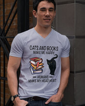 Load image into Gallery viewer, Cats And Books Make Me Happy - Cats And Books Lovers Gifts Guys V-Neck
