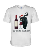 Load image into Gallery viewer, Cat Drink And Be Merry Meaningful Gift For Women Guys V-Neck
