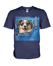 Load image into Gallery viewer, Australian Shepherd In Denim Pocket Gift For Dog Lovers Guys V-Neck

