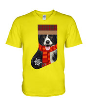 Load image into Gallery viewer, Santa Border Collie In Stock Gift For Dog Lovers Guys V-Neck
