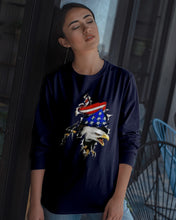 Load image into Gallery viewer, Eagle Giant Scratch USA Flag Gift For Women Unisex Long Sleeve
