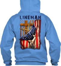 Load image into Gallery viewer, Lineman America Flag Special Custom Design For Personalized Job Gift Hoodie
