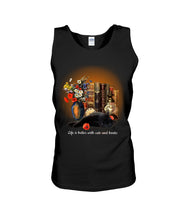 Load image into Gallery viewer, Black Cat Life Is Better With Books Gift For Cat Lovers Unisex Tank Top
