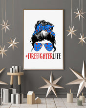Load image into Gallery viewer, Firefighter Make You Life Safe Lady With Blue Ribbonhead Gift For Women Vertical Poster
