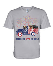 Load image into Gallery viewer, America 4th Of July Truck Pug Gift For Dog Lovers Guys V-Neck
