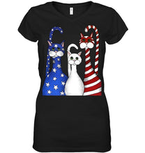 Load image into Gallery viewer, Cat Happy America  Independence's Day Special Custom Design Ladies V-Neck
